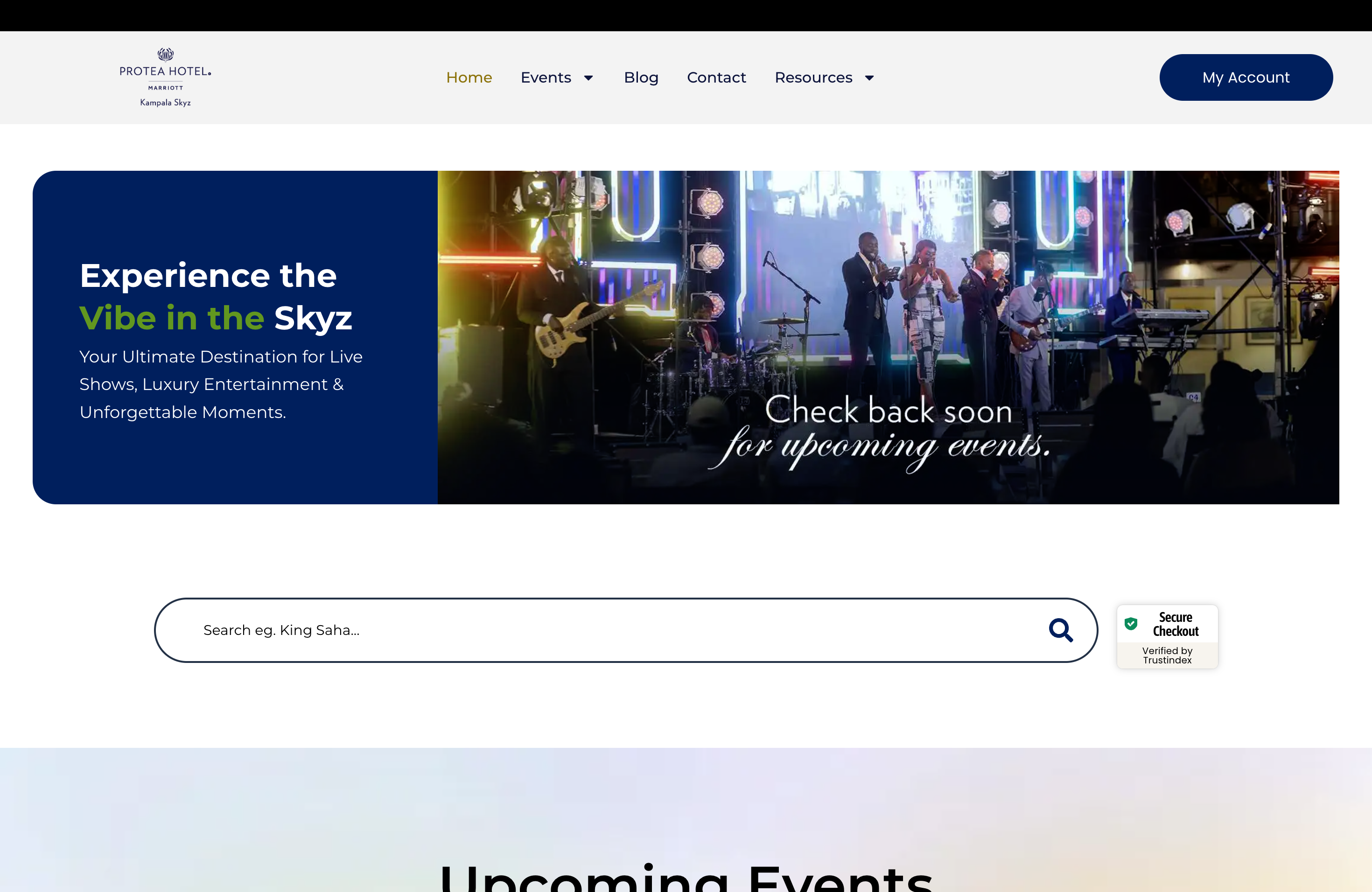Skyz Hotel Events homepage
